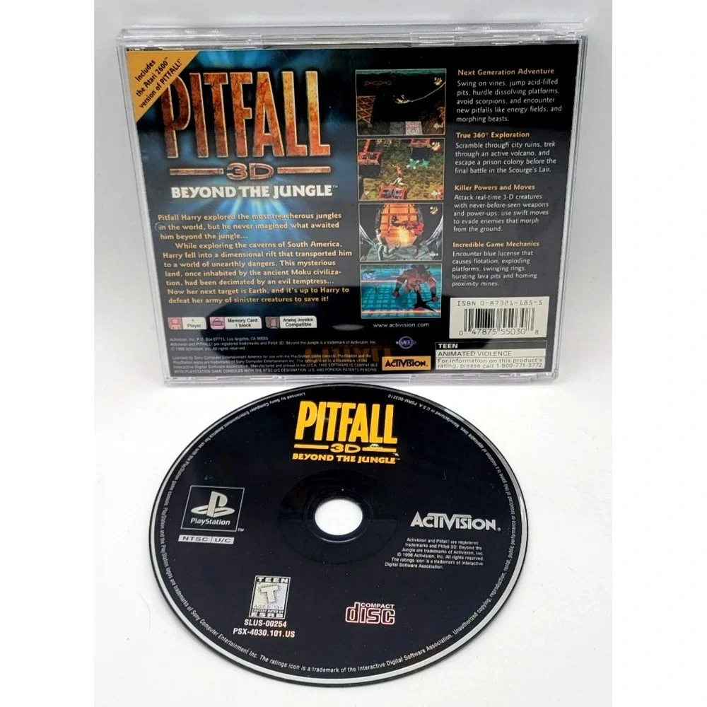 Pitfall 3D Beyond The Jungle (Sony‎ Playstation PS1, 1998) GAME & CASE